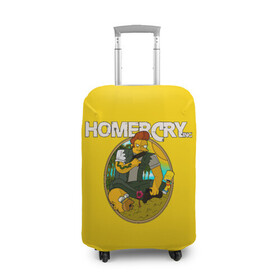 Чехол для чемодана 3D с принтом Homer Cry в Санкт-Петербурге, 86% полиэфир, 14% спандекс | двустороннее нанесение принта, прорези для ручек и колес | far cry | farcray | gomer | homer | simpsons | the simpson | гомер | мульт | мультфильм | симпсоны | фар край
