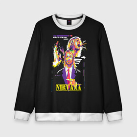 Детский свитшот 3D с принтом Kurt Cobain в Санкт-Петербурге, 100% полиэстер | свободная посадка, прямой крой, мягкая тканевая резинка на рукавах и понизу свитшота | alternative | kurt cobain | metall | music | nirvana | rock | альтернатива | курт кобейн | курт кобэйн | металл | музыка | нирвана | нирванна | рок