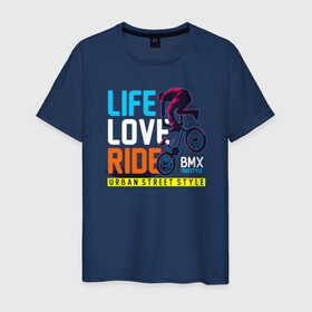 Мужская футболка хлопок с принтом BMX Freestyle в Санкт-Петербурге, 100% хлопок | прямой крой, круглый вырез горловины, длина до линии бедер, слегка спущенное плечо. | bmx | freestyle | rider | велогонки | рампа | экстремальный спорт | экстрим | экстримрайдер
