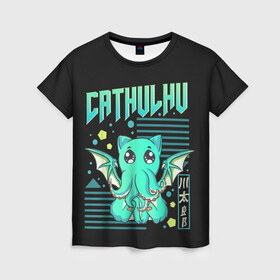 Женская футболка 3D с принтом CatHulhu в Санкт-Петербурге, 100% полиэфир ( синтетическое хлопкоподобное полотно) | прямой крой, круглый вырез горловины, длина до линии бедер | ancient | azathoth | call | cat | cthulhu | dagon | good | howard | hydra | lovecraft | luck | nyarlathotep | of | phillips | the | unknown | yog sothoth | азатот | гидра | говард | дагон | древний | зов | йог сотот | кот | кошка | ктулху | лавкрафт | нев