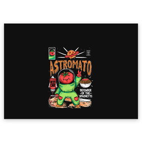 Поздравительная открытка с принтом Astromato в Санкт-Петербурге, 100% бумага | плотность бумаги 280 г/м2, матовая, на обратной стороне линовка и место для марки
 | Тематика изображения на принте: alive | astronaut | defender | food | galaxy | ketchup | monster | moon | pizza | planet | space | spaghetti | tomato | vegetable | астронавт | галактика | еда | живая | живой | защитник | кетчуп | космос | луна | монстр | овощ | пицца | планета | помидор