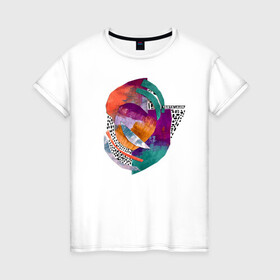 Женская футболка хлопок с принтом Ибица в Санкт-Петербурге, 100% хлопок | прямой крой, круглый вырез горловины, длина до линии бедер, слегка спущенное плечо | абстракция | арт | картина | композиция | цвет
