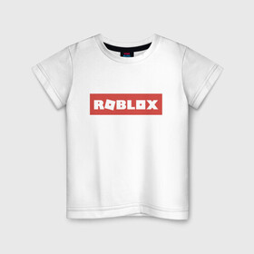 Детская футболка хлопок с принтом Roblox в Санкт-Петербурге, 100% хлопок | круглый вырез горловины, полуприлегающий силуэт, длина до линии бедер | game | gamer | logo | minecraft | roblox | simulator | игра | конструктор | лого | симулятор | строительство | фигура