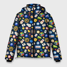 Мужская зимняя куртка 3D с принтом Разные Игры в Санкт-Петербурге, верх — 100% полиэстер; подкладка — 100% полиэстер; утеплитель — 100% полиэстер | длина ниже бедра, свободный силуэт Оверсайз. Есть воротник-стойка, отстегивающийся капюшон и ветрозащитная планка. 

Боковые карманы с листочкой на кнопках и внутренний карман на молнии. | 777 | billiards | bowling | casino | darts | fortune | games | joker | poker | roulette | азарт | бильярд | боулинг | дартс | джокер | игровые автоматы | игры | казино | карты | масти | покер | рулетка | фортуна