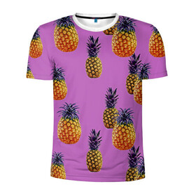 Мужская футболка 3D спортивная с принтом Ананасы в Санкт-Петербурге, 100% полиэстер с улучшенными характеристиками | приталенный силуэт, круглая горловина, широкие плечи, сужается к линии бедра | ананас | жара | желтый | красный | летний принт | летняя | лето | минимализм | фрукты | футболка в полоску