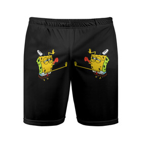 Мужские шорты спортивные с принтом SpongeBob 2s в Санкт-Петербурге,  |  | губка боб | два | на коленях | облизывает | спанч боб