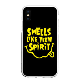 Чехол для iPhone XS Max матовый с принтом Smells like teen spirit в Санкт-Петербурге, Силикон | Область печати: задняя сторона чехла, без боковых панелей | alternative | kurt cobain | metall | music | nirvana | rock | альтернатива | курт кобейн | курт кобэйн | металл | музыка | нирвана | нирванна | рок