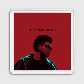 Магнит 55*55 с принтом the weeknd в Санкт-Петербурге, Пластик | Размер: 65*65 мм; Размер печати: 55*55 мм | Тематика изображения на принте: blinding lights | music | pop | star boy | the weekend | the weeknd | музыка | уикенд