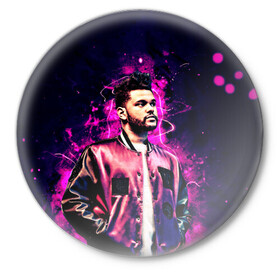 Значок с принтом The Weeknd в Санкт-Петербурге,  металл | круглая форма, металлическая застежка в виде булавки | blinding lights | music | pop | star boy | the weekend | the weeknd | музыка | уикенд