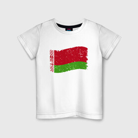 Детская футболка хлопок с принтом Флаг - Беларусь в Санкт-Петербурге, 100% хлопок | круглый вырез горловины, полуприлегающий силуэт, длина до линии бедер | belarus | ussr | беларусь | белорус | белоруссия | лукашенко | минск | ссср | страна | турист | флаг