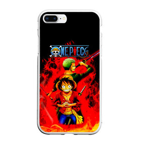 Чехол для iPhone 7Plus/8 Plus матовый с принтом Зоро и Луффи в огне One Piece в Санкт-Петербурге, Силикон | Область печати: задняя сторона чехла, без боковых панелей | anime | manga | monkey d. luffy | one piece | zoro roronoa | аниме | большой куш | ван пис | вон пис | зородзюро | король пиратов | луси | луфи | луффи | манга | манки д. луффи | мугивара | охотник на пиратов | пират