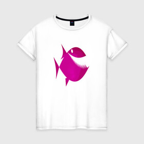 Женская футболка хлопок с принтом Пиранья в Санкт-Петербурге, 100% хлопок | прямой крой, круглый вырез горловины, длина до линии бедер, слегка спущенное плечо | piranha | пиранья | подводный мир | рыба | хищная рыба