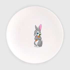 Тарелка с принтом Зайка в Санкт-Петербурге, фарфор | диаметр - 210 мм
диаметр для нанесения принта - 120 мм | животное | зайчик | заяц | зверь | кролик | морковка | пушистый | серый зайка | уши | хвост