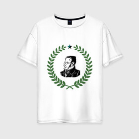 Женская футболка хлопок Oversize с принтом Макс Штирнер в Санкт-Петербурге, 100% хлопок | свободный крой, круглый ворот, спущенный рукав, длина до линии бедер
 | anarchy | spook | stirner | анархизм | исторические личности | философы | штирнер