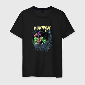 Мужская футболка хлопок с принтом Vortex (colorful)  в Санкт-Петербурге, 100% хлопок | прямой крой, круглый вырез горловины, длина до линии бедер, слегка спущенное плечо. | skull | астронавт | звезды | космонавт | космос | кости | скелет | череп