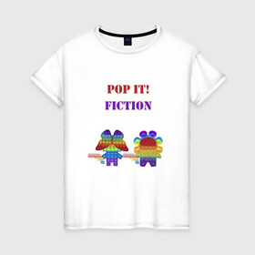 Женская футболка хлопок с принтом Pop-it story в Санкт-Петербурге, 100% хлопок | прямой крой, круглый вырез горловины, длина до линии бедер, слегка спущенное плечо | pop it. simple dimple | кримальное чтиво | поп ит | симпл димпл