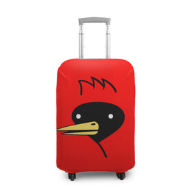 Чехол для чемодана 3D с принтом Омская Птица в Санкт-Петербурге, 86% полиэфир, 14% спандекс | двустороннее нанесение принта, прорези для ручек и колес | winged doom | вингедум | мемы | омск | птица