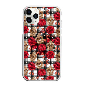 Чехол для iPhone 11 Pro матовый с принтом Розы в клеточку в Санкт-Петербурге, Силикон |  | Тематика изображения на принте: абстракция | паттерн | розы | текстуры | узоры | цветочки | цветы