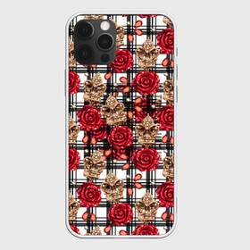 Чехол для iPhone 12 Pro Max с принтом Розы в клеточку в Санкт-Петербурге, Силикон |  | Тематика изображения на принте: абстракция | паттерн | розы | текстуры | узоры | цветочки | цветы