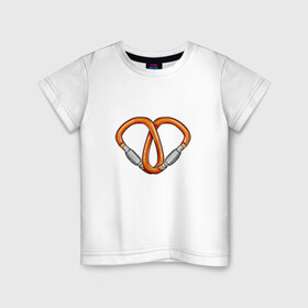 Детская футболка хлопок с принтом Carabiners love в Санкт-Петербурге, 100% хлопок | круглый вырез горловины, полуприлегающий силуэт, длина до линии бедер | carabiners | gwaenor | love | альпинизм | карабин | любовь | сердце | скалолазание