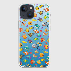 Чехол для iPhone 13 mini с принтом Подводный Мир паттерн в Санкт-Петербурге,  |  | fish | волна | звезда | конек | корабль | медуза | море | океан | рыба | рыбалка | рыбка | спининг | спиннинг | удочка | яхта