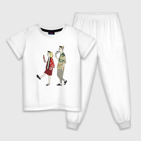 Детская пижама хлопок с принтом ДВА ДРУГА | МИККИ И ДРАКЕН в Санкт-Петербурге, 100% хлопок |  брюки и футболка прямого кроя, без карманов, на брюках мягкая резинка на поясе и по низу штанин
 | Тематика изображения на принте: anime | draken | mikey | tokyo revengers | аниме | дракен | кэн | манга | мандзиро | микки | рюгудзи | сано | токийские мстители