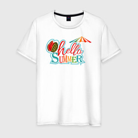 Мужская футболка хлопок с принтом summer в Санкт-Петербурге, 100% хлопок | прямой крой, круглый вырез горловины, длина до линии бедер, слегка спущенное плечо. | summer | жара | летний отпуск | лето | море | отдых