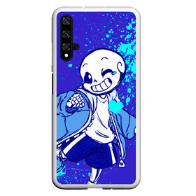 Чехол для Honor 20 с принтом UNDERTALE SANS BLUE в Санкт-Петербурге, Силикон | Область печати: задняя сторона чехла, без боковых панелей | sans | undertale | андертале | андертейл | гтвукефду | игра | подземная история | подземная сказка | санс | ундертале