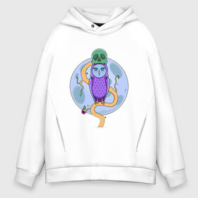 Мужское худи Oversize хлопок с принтом Colorful Owl в Санкт-Петербурге, френч-терри — 70% хлопок, 30% полиэстер. Мягкий теплый начес внутри —100% хлопок | боковые карманы, эластичные манжеты и нижняя кромка, капюшон на магнитной кнопке | colorful | дерево | иллюстрация | совёнок | череп