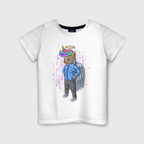 Детская футболка хлопок с принтом Славный парень в Санкт-Петербурге, 100% хлопок | круглый вырез горловины, полуприлегающий силуэт, длина до линии бедер | ангел | арт | единорог | иллюстрация | парень