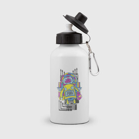 Бутылка спортивная с принтом Robo Life в Санкт-Петербурге, металл | емкость — 500 мл, в комплекте две пластиковые крышки и карабин для крепления | life | арт | железяка | иллюстрация | робот