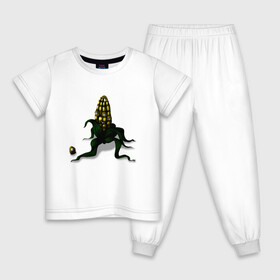 Детская пижама хлопок с принтом Злая кукуруза в Санкт-Петербурге, 100% хлопок |  брюки и футболка прямого кроя, без карманов, на брюках мягкая резинка на поясе и по низу штанин
 | еда | кукуруза | овощи | страшное | хоррор