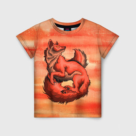 Детская футболка 3D с принтом Fox в Санкт-Петербурге, 100% гипоаллергенный полиэфир | прямой крой, круглый вырез горловины, длина до линии бедер, чуть спущенное плечо, ткань немного тянется | fox | арт | графика | животные | звери | лиса