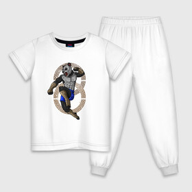 Детская пижама хлопок с принтом Тайская панда в Санкт-Петербурге, 100% хлопок |  брюки и футболка прямого кроя, без карманов, на брюках мягкая резинка на поясе и по низу штанин
 | боец | бой | иллюстрация | муай тай | тайский бокс