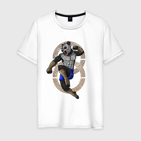 Мужская футболка хлопок с принтом Тайская панда в Санкт-Петербурге, 100% хлопок | прямой крой, круглый вырез горловины, длина до линии бедер, слегка спущенное плечо. | боец | бой | иллюстрация | муай тай | тайский бокс
