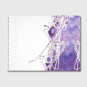 Альбом для рисования с принтом Фиолетовые нити в Санкт-Петербурге, 100% бумага
 | матовая бумага, плотность 200 мг. | абстракция | акварель | асимметрия | верёвки | морские узлы | нити | фиолетовый
