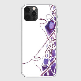 Чехол для iPhone 12 Pro с принтом Фиолетовые нити в Санкт-Петербурге, силикон | область печати: задняя сторона чехла, без боковых панелей | абстракция | акварель | асимметрия | верёвки | морские узлы | нити | фиолетовый
