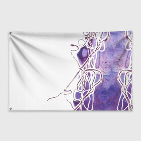 Флаг-баннер с принтом Фиолетовые нити в Санкт-Петербурге, 100% полиэстер | размер 67 х 109 см, плотность ткани — 95 г/м2; по краям флага есть четыре люверса для крепления | абстракция | акварель | асимметрия | верёвки | морские узлы | нити | фиолетовый