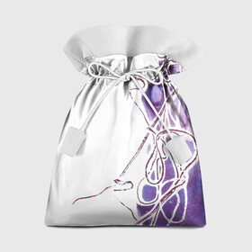 Подарочный 3D мешок с принтом Фиолетовые нити в Санкт-Петербурге, 100% полиэстер | Размер: 29*39 см | абстракция | акварель | асимметрия | верёвки | морские узлы | нити | фиолетовый