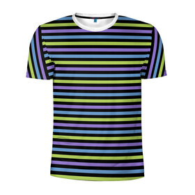 Мужская футболка 3D спортивная с принтом Веселая полосочка в Санкт-Петербурге, 100% полиэстер с улучшенными характеристиками | приталенный силуэт, круглая горловина, широкие плечи, сужается к линии бедра | зелёный | полоска | простая | просто полоска | сиреневый