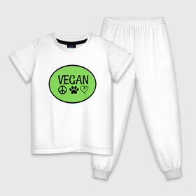 Детская пижама хлопок с принтом Vegan Family в Санкт-Петербурге, 100% хлопок |  брюки и футболка прямого кроя, без карманов, на брюках мягкая резинка на поясе и по низу штанин
 | green | greenpaece | nature | sport | vegan | yoga | веган | вегетарианец | гринпис | еда | животные | жизнь | здоровье | зеленый | йога | мир | овощи | пища | планета | природа | растение | спорт | тело | фрукты
