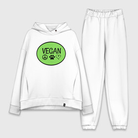 Женский костюм хлопок Oversize с принтом Vegan Family в Санкт-Петербурге,  |  | green | greenpaece | nature | sport | vegan | yoga | веган | вегетарианец | гринпис | еда | животные | жизнь | здоровье | зеленый | йога | мир | овощи | пища | планета | природа | растение | спорт | тело | фрукты