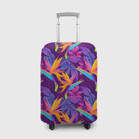Чехол для чемодана 3D с принтом Тропические листья в Санкт-Петербурге, 86% полиэфир, 14% спандекс | двустороннее нанесение принта, прорези для ручек и колес | абстракция | листья | паттерн | текстуры | тропики | узоры | цветы