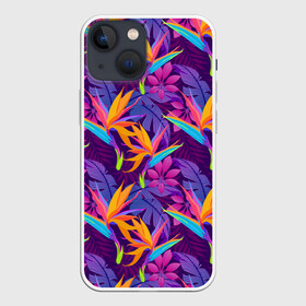 Чехол для iPhone 13 mini с принтом Тропические листья в Санкт-Петербурге,  |  | абстракция | листья | паттерн | текстуры | тропики | узоры | цветы