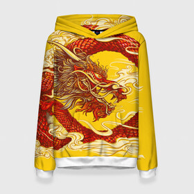 Женская толстовка 3D с принтом Китайский Дракон, China Dragon в Санкт-Петербурге, 100% полиэстер  | двухслойный капюшон со шнурком для регулировки, мягкие манжеты на рукавах и по низу толстовки, спереди карман-кенгуру с мягким внутренним слоем. | chinese dragon | dhina dragon | dragon | азиатский дракон | восточный дракон | дракон | китайские драконы | китайский дракон | красный дракон | традиционный китайский дракон | японский дракон
