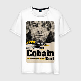 Мужская футболка хлопок с принтом Kurt Cobain paper cuts в Санкт-Петербурге, 100% хлопок | прямой крой, круглый вырез горловины, длина до линии бедер, слегка спущенное плечо. | cobain | grunge | kurt | kurt cobain | nirvana | грандж | кобейн | курт | курт кобейн | нирвана | рок