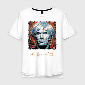 Мужская футболка хлопок Oversize с принтом Andy Warhol в Санкт-Петербурге, 100% хлопок | свободный крой, круглый ворот, “спинка” длиннее передней части | andy warhol | art | legend | pop art | portrait | signature | искусство | легенда | подпись | поп арт | портрет | энди уорхол