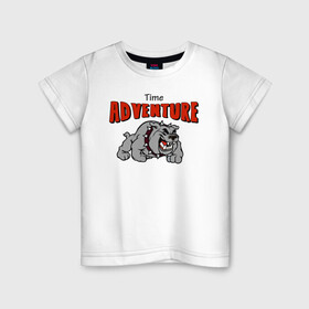 Детская футболка хлопок с принтом adventure time в Санкт-Петербурге, 100% хлопок | круглый вырез горловины, полуприлегающий силуэт, длина до линии бедер | adventure time | bulldog | dog | pitbull | sxe | бульдог | питбуль | приключения | собака