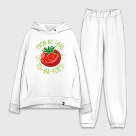 Женский костюм хлопок Oversize с принтом Tomatoes в Санкт-Петербурге,  |  | green | greenpaece | nature | sport | vegan | yoga | веган | вегетарианец | гринпис | еда | животные | жизнь | здоровье | зеленый | йога | мир | овощи | пища | планета | помидор | природа | растение | спорт | тело | фрукты