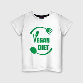 Детская футболка хлопок с принтом Vegan Diet в Санкт-Петербурге, 100% хлопок | круглый вырез горловины, полуприлегающий силуэт, длина до линии бедер | green | greenpaece | nature | sport | vegan | yoga | веган | вегетарианец | гринпис | диета | еда | животные | жизнь | здоровье | зеленый | йога | мир | овощи | пища | планета | природа | растение | спорт | тело | фрукты